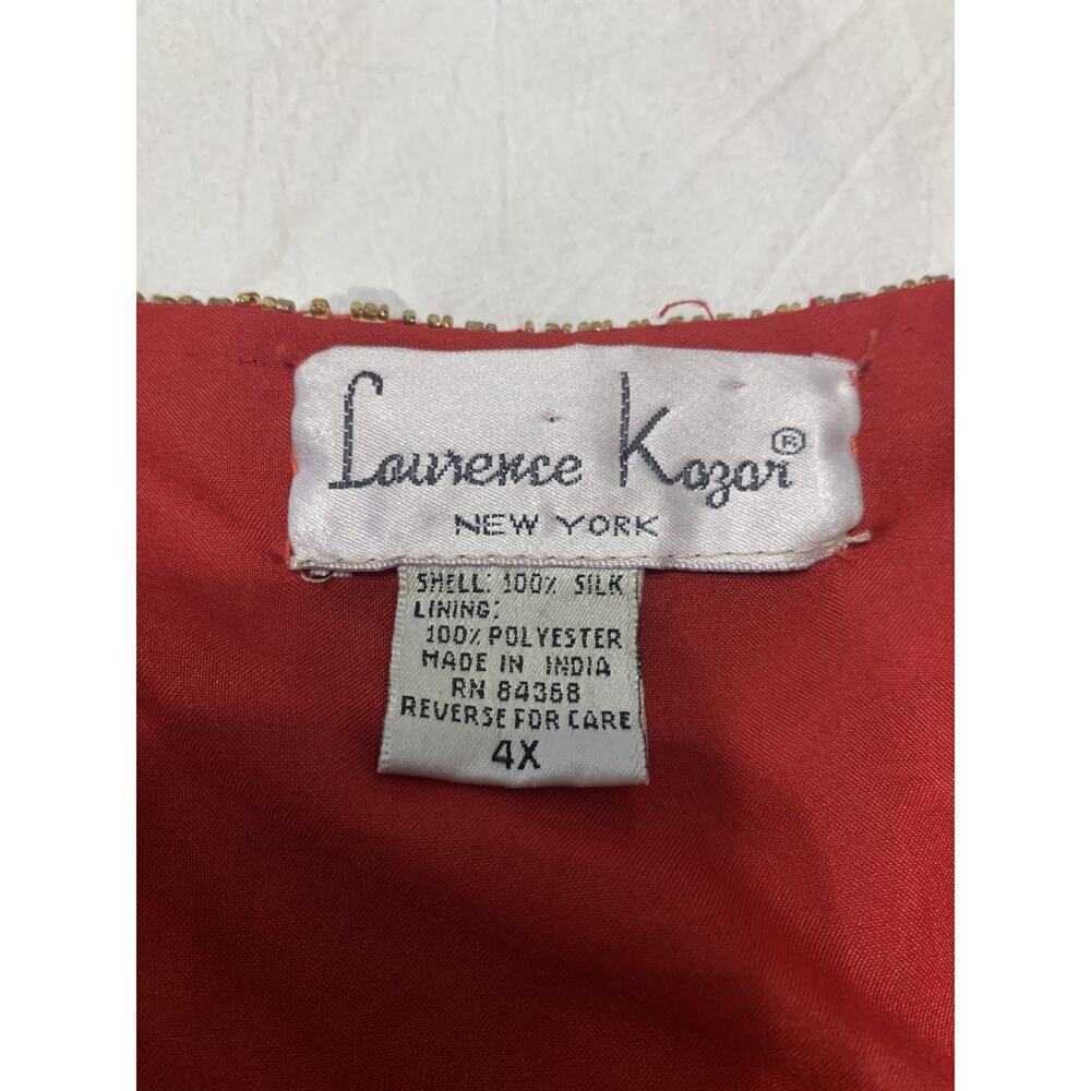Vintage Lawrence Kazaar Silk Sequined Jacket Red 4X Holiday Party Mardi Gras - Picture 6 of 10